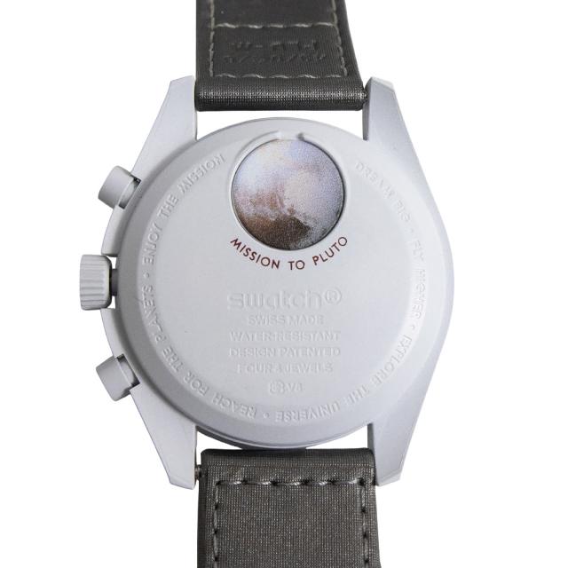 （美品）OMEGA オメガ SO33M101 スウォッチ Swatch ミッション トゥ プルート MISSION TO PLUTO スピードマスター ムーンスウォッチ ナイロン バイオセラミック ホワイト グレー ボルドー 腕時計 箱付_5