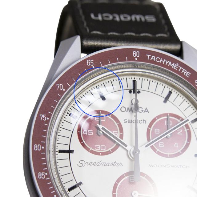 （美品）OMEGA オメガ SO33M101 スウォッチ Swatch ミッション トゥ プルート MISSION TO PLUTO スピードマスター ムーンスウォッチ ナイロン バイオセラミック ホワイト グレー ボルドー 腕時計 箱付_8