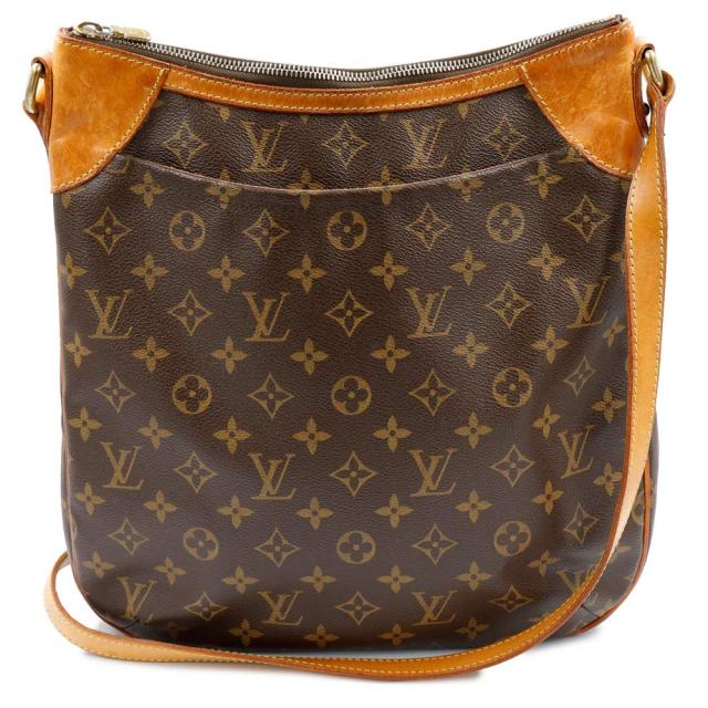 （中古）LOUIS VUITTON ルイ ヴィトン M56389 オデオン MM モノグラム ヌメ革 レザー ブラウン ショルダーバッグ 斜め掛け ゴールド金具