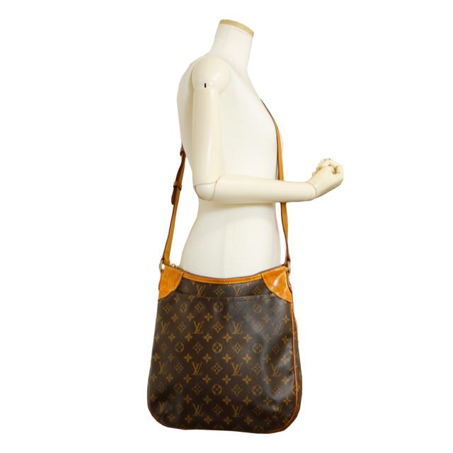 （中古）LOUIS VUITTON ルイ ヴィトン M56389 オデオン MM モノグラム ヌメ革 レザー ブラウン ショルダーバッグ 斜め掛け ゴールド金具_6