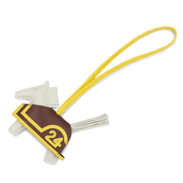 （新品・未使用品）HERMES エルメス ロベオ ロデオ PM 24 アニューミロ Craie クレ Terre テール Jaune de Naples ジョーヌナプル ホワイト ブラウン K刻印 バッグチャーム 箱付