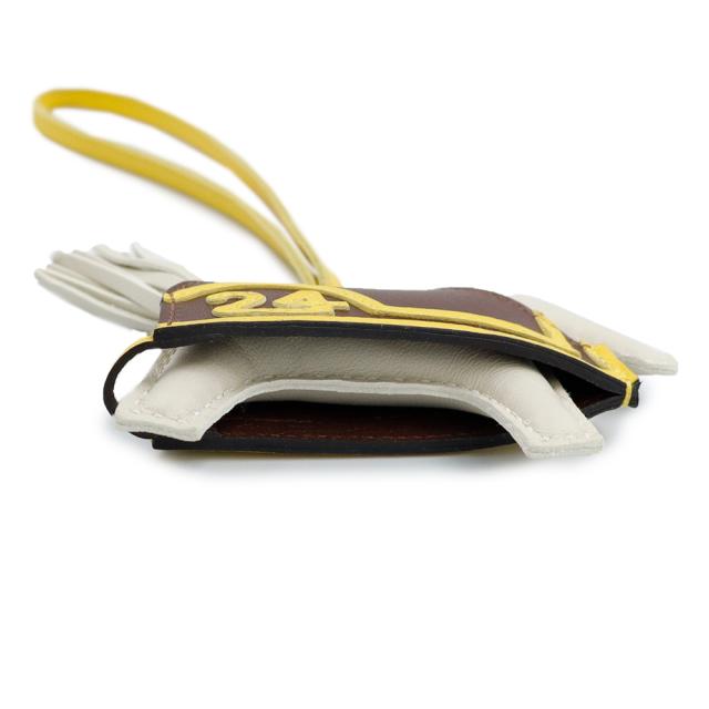 （新品・未使用品）HERMES エルメス ロベオ ロデオ PM 24 アニューミロ Craie クレ Terre テール Jaune de Naples ジョーヌナプル ホワイト ブラウン K刻印 バッグチャーム 箱付_3