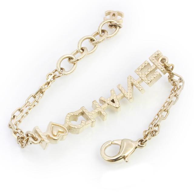 （未使用　展示品）CHANEL シャネル A98210 ロゴ I LOVE CHANEL ハート ゴールド ワインレッド ダブルチェーン ブレスレット_3