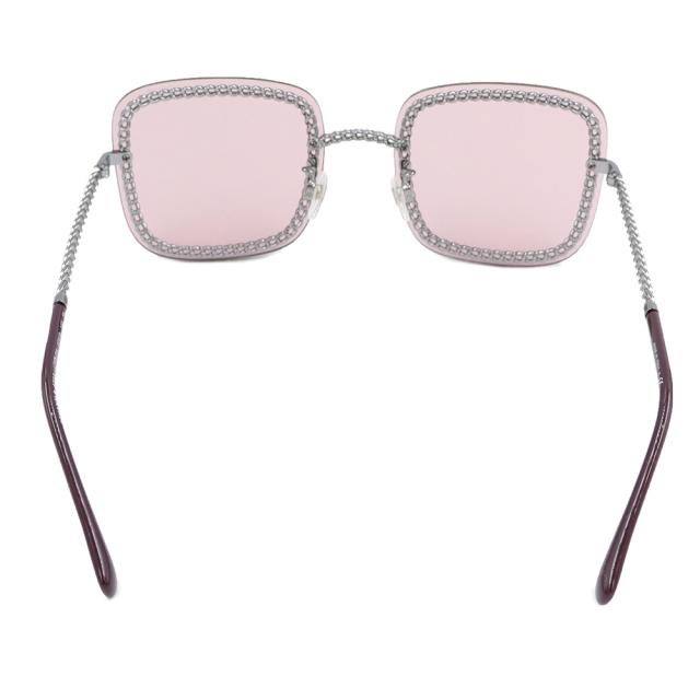 （美品）CHANEL シャネル 4244 A71291 チェーン ココマーク スクエア シェイプ アイウェア サングラス ピンク メタル シルバー 眼鏡_3