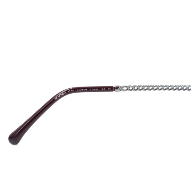 （美品）CHANEL シャネル 4244 A71291 チェーン ココマーク スクエア シェイプ アイウェア サングラス ピンク メタル シルバー 眼鏡_5