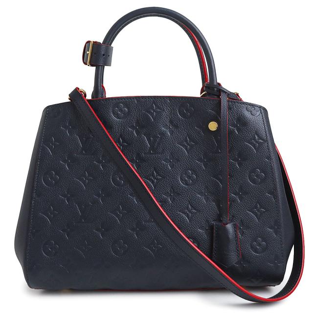 （未使用　展示品）LOUIS VUITTON ルイ ヴィトン M42746 モンテーニュ MM モノグラムアンプラント マリーヌルージュ ネイビー 2way ショルダー ハンドバッグ 肩掛け レザー ゴールド金具