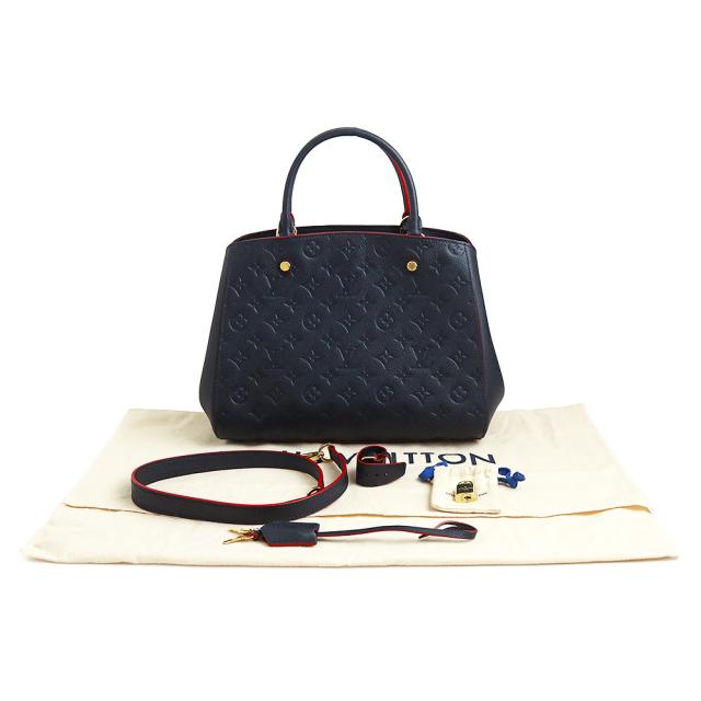 （未使用　展示品）LOUIS VUITTON ルイ ヴィトン M42746 モンテーニュ MM モノグラムアンプラント マリーヌルージュ ネイビー 2way ショルダー ハンドバッグ 肩掛け レザー ゴールド金具_1