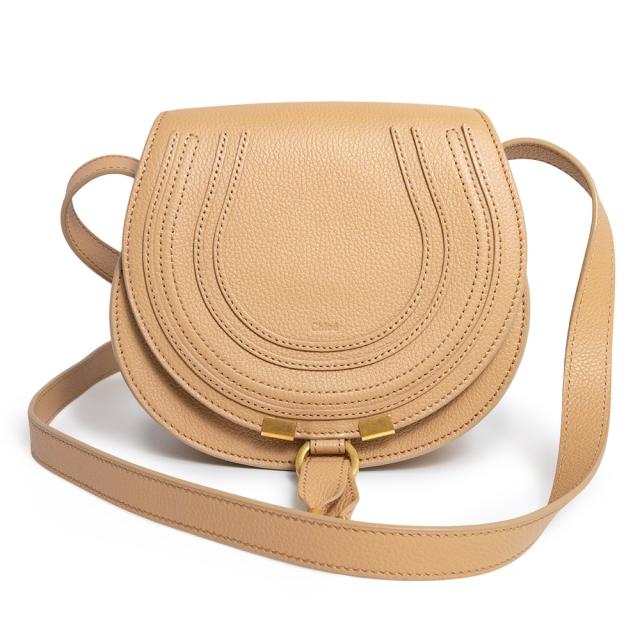 （未当てはめる 見せびらかす品）Chloe クロエ CHC22AS680I31 Marcie マーシー スモール サドル御徒面子 グレインカーフレザー ミルキー赤銅色 ベージュ ショルダーバッグ 曲がった掛け つや消しゴールド金具