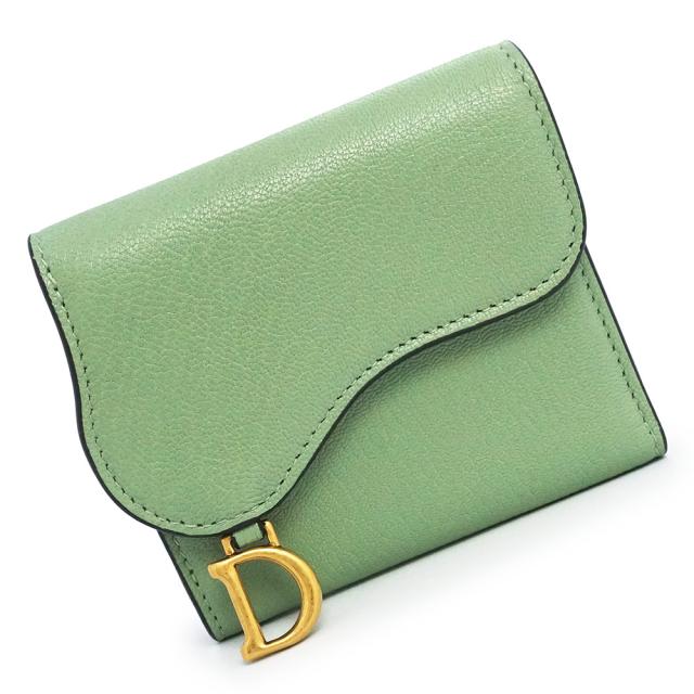 （未使用　展示品）Christian Dior クリスチャンディオール S5652CCEH サドル SADDLE ロータスウォレット カーフスキン クイーンミント グリーン コンパクト 三つ折り財布 レザー アンティークゴールド金具