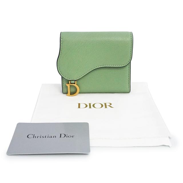 （未使用　展示品）Christian Dior クリスチャンディオール S5652CCEH サドル SADDLE ロータスウォレット カーフスキン クイーンミント グリーン コンパクト 三つ折り財布 レザー アンティークゴールド金具_1