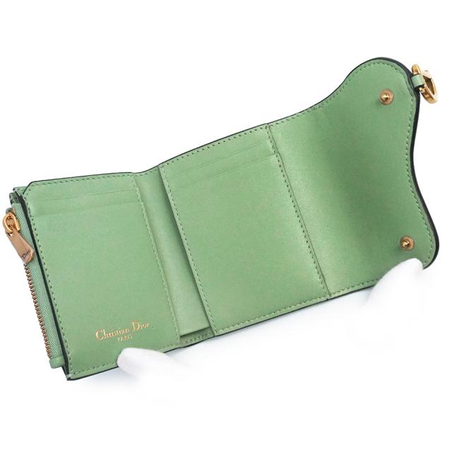 （未使用　展示品）Christian Dior クリスチャンディオール S5652CCEH サドル SADDLE ロータスウォレット カーフスキン クイーンミント グリーン コンパクト 三つ折り財布 レザー アンティークゴールド金具_2