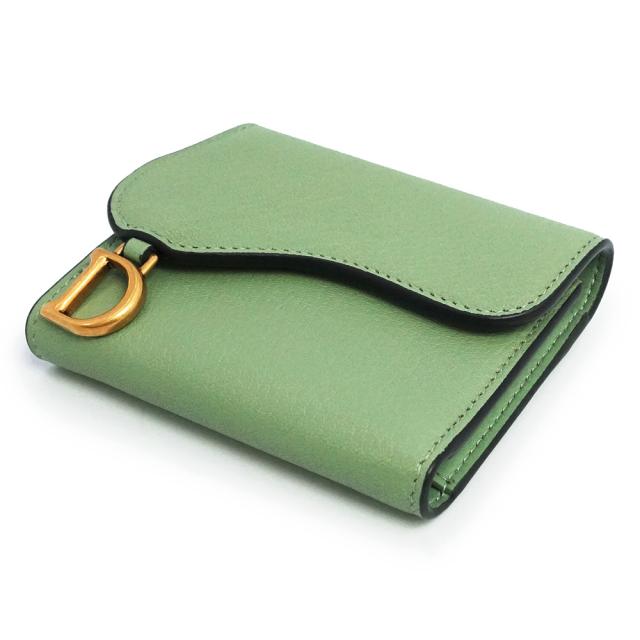 （未使用　展示品）Christian Dior クリスチャンディオール S5652CCEH サドル SADDLE ロータスウォレット カーフスキン クイーンミント グリーン コンパクト 三つ折り財布 レザー アンティークゴールド金具_7