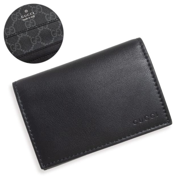 （新品・未使用品）GUCCI グッチ 818956 GGエンブレム GG ファブリック カードケース スムースレザー GGパターンコーティングファブリック ブラック カードケース 名刺入れ 定期入れ パスケース 箱付