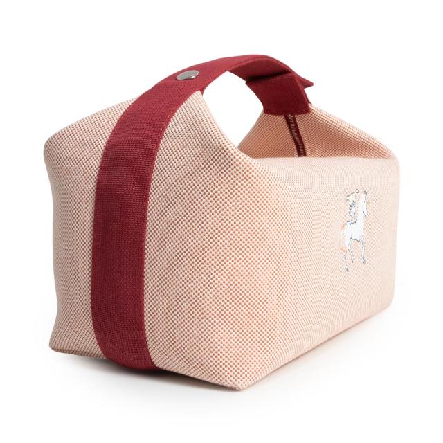 （未使用保管品）HERMES エルメス ブリッド ア ブラック カブリオル GM トワルアッシュ テラコッタ レッド バニティ ポーチ セカンド ハンドバッグ キャンバス シルバー金具_2