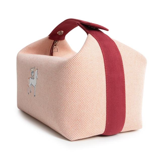 （未使用保管品）HERMES エルメス ブリッド ア ブラック カブリオル GM トワルアッシュ テラコッタ レッド バニティ ポーチ セカンド ハンドバッグ キャンバス シルバー金具_3