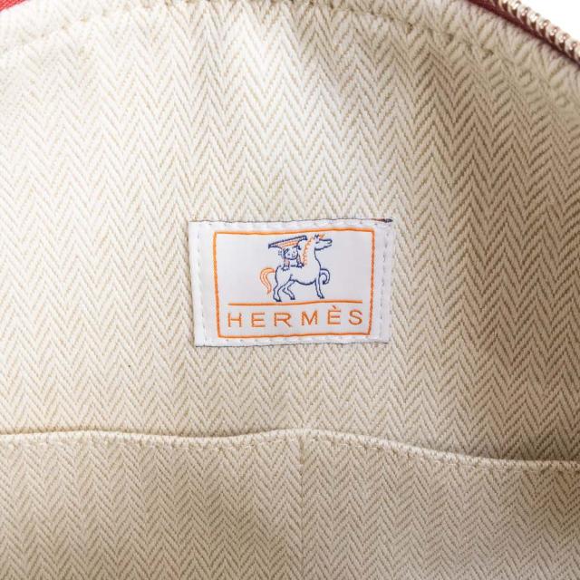（未使用保管品）HERMES エルメス ブリッド ア ブラック カブリオル GM トワルアッシュ テラコッタ レッド バニティ ポーチ セカンド ハンドバッグ キャンバス シルバー金具_7