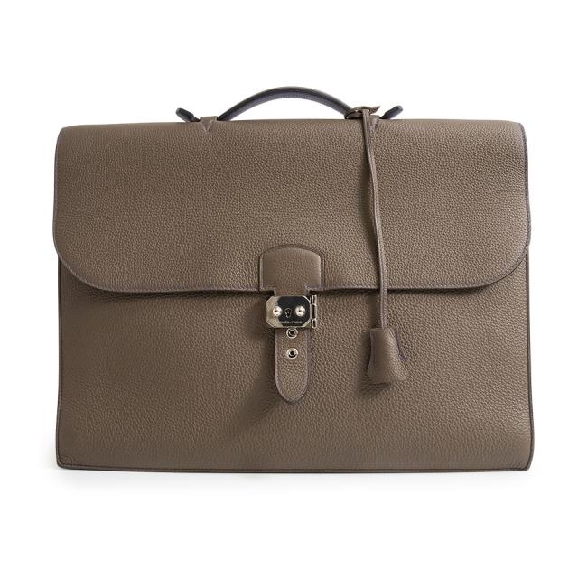 （美品）HERMES エルメス サック ア デペッシュ 41 トゴ トープ ブルーエレクトリック グレージュ T刻印 ビジネス ハンドバッグ ブリーフケース レザー シルバー金具