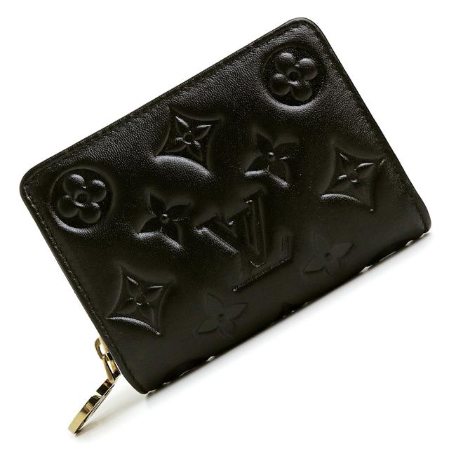 （美品）LOUIS VUITTON ルイ ヴィトン M81599 ポルトフォイユ ルー ラムスキン ノワール ブラック 二つ折り財布 レザー ゴールド金具 箱付