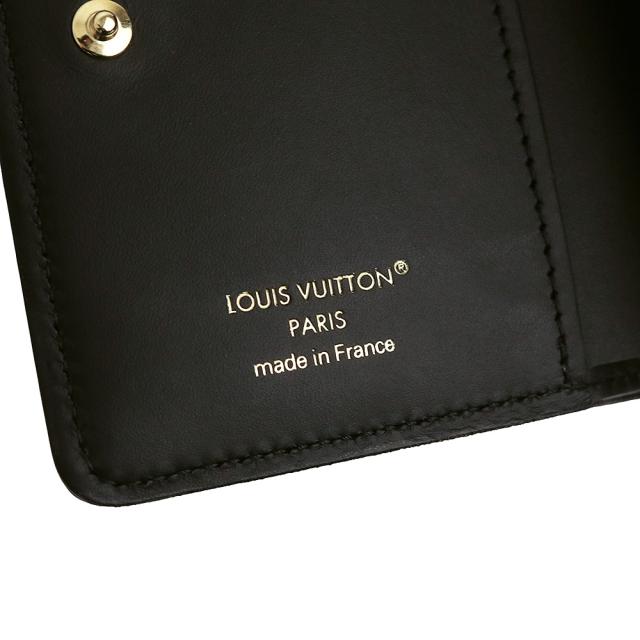 （美品）LOUIS VUITTON ルイ ヴィトン M81599 ポルトフォイユ ルー ラムスキン ノワール ブラック 二つ折り財布 レザー ゴールド金具 箱付_9