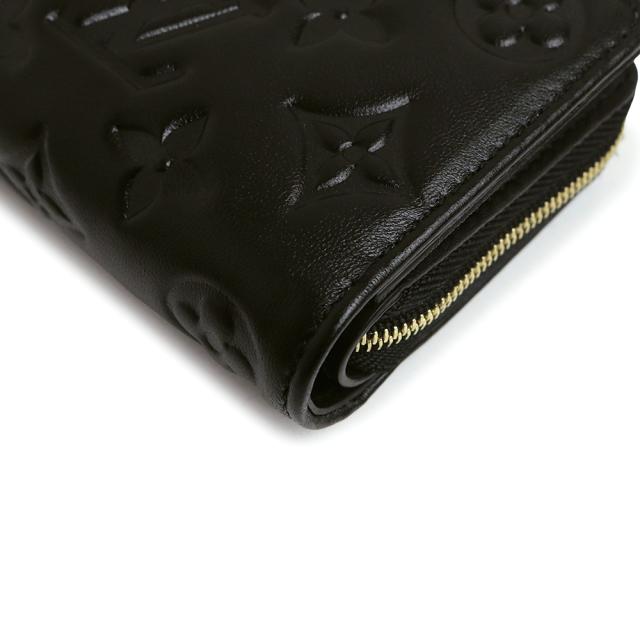 （美品）LOUIS VUITTON ルイ ヴィトン M81599 ポルトフォイユ ルー ラムスキン ノワール ブラック 二つ折り財布 レザー ゴールド金具 箱付_10