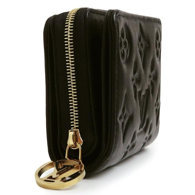 （美品）LOUIS VUITTON ルイ ヴィトン M81599 ポルトフォイユ ルー ラムスキン ノワール ブラック 二つ折り財布 レザー ゴールド金具 箱付_5