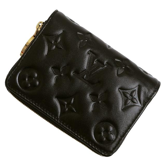 （美品）LOUIS VUITTON ルイ ヴィトン M81599 ポルトフォイユ ルー ラムスキン ノワール ブラック 二つ折り財布 レザー ゴールド金具 箱付_7