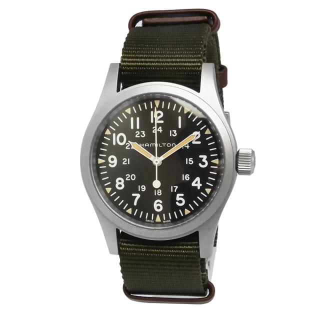（未使用　展示品）HAMILTON ハミルトン H69439931 カーキ フィールド メカニカル ステンレススチール ナイロン マットシルバー カーキ 手巻き 腕時計 箱付