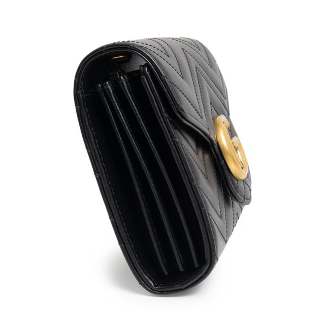 （新品・未使用品）GUCCI グッチ 474575 GGマーモント シェブロンレザー ブラック チェーンウォレット ショルダーバッグ 斜め掛け アンティークゴールド金具 箱付_4