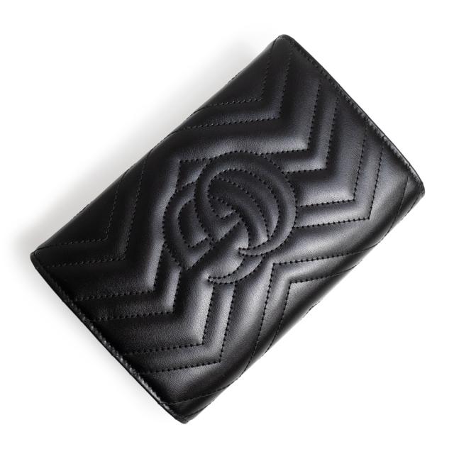 （新品・未使用品）GUCCI グッチ 474575 GGマーモント シェブロンレザー ブラック チェーンウォレット ショルダーバッグ 斜め掛け アンティークゴールド金具 箱付_6