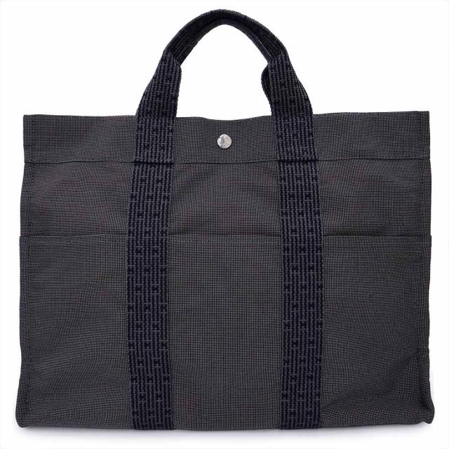 （美品）HERMES エルメス エールライン トート MM キャンバス グレー トートバッグ シルバー金具