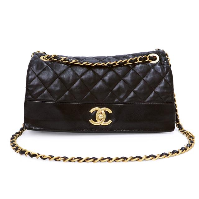 （中古）CHANEL シャネル マトラッセ ココマーク フラップ ダブルチェーン カーフスキン ブラック ボルドー 2WAY ショルダーバッグ 斜め掛け レザー アンティークゴールド金具