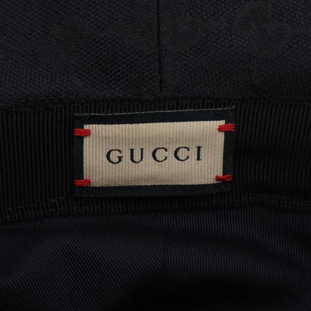 （未使用保管品）GUCCI グッチ 576587 ダブルG バケット フェドラハット 帽子 Mサイズ オリジナルGGキャンバス レザー ブラック アンティークゴールド金具_5