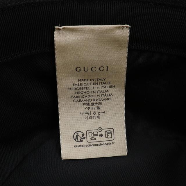 （未使用保管品）GUCCI グッチ 576587 ダブルG バケット フェドラハット 帽子 Mサイズ オリジナルGGキャンバス レザー ブラック アンティークゴールド金具_6