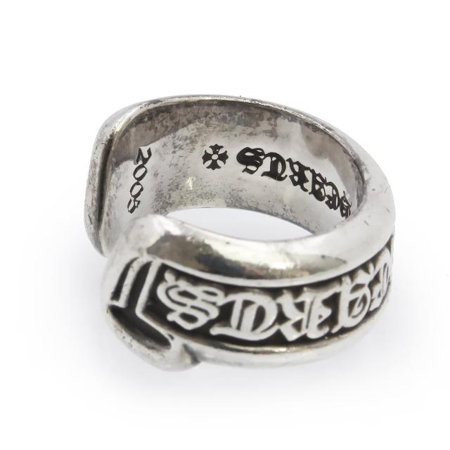 （中古）CHROME HEARTS クロムハーツ 2356-304-1520-9104 スモール スクロール ラべル SV925 しろがね色 輪っか 指環 #9号