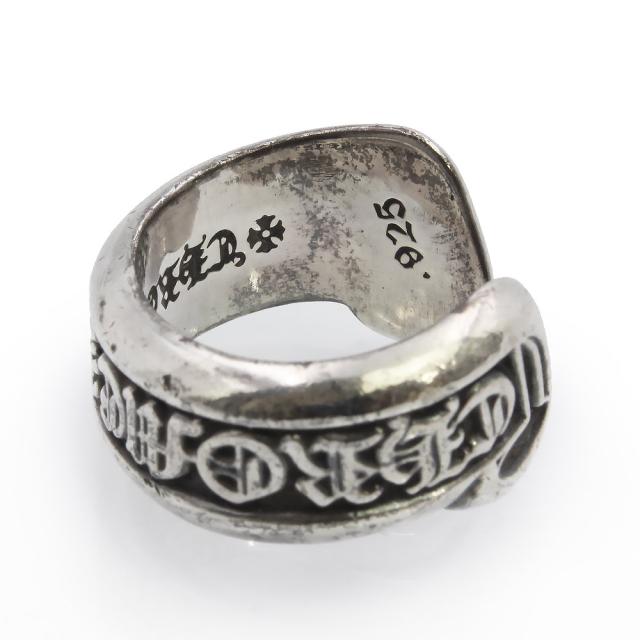 （中古）CHROME HEARTS クロムハーツ 2356-304-1520-9104 スモール スクロール ラべル SV925 しろがね色 輪っか 指環 #9号