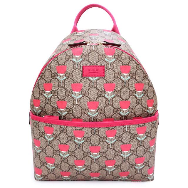 （未使用　展示品）GUCCI グッチ 782708 チルドレンズ GGスプリームキャンバス PVC レザー ベージュ ピンク リュック デイパック バックパック ゴールド金具