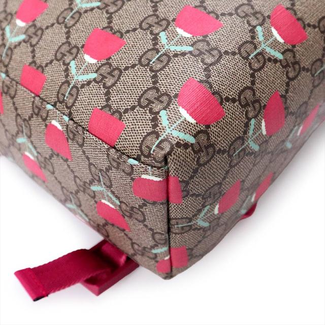 （未使用　展示品）GUCCI グッチ 782708 チルドレンズ GGスプリームキャンバス PVC レザー ベージュ ピンク リュック デイパック バックパック ゴールド金具_9