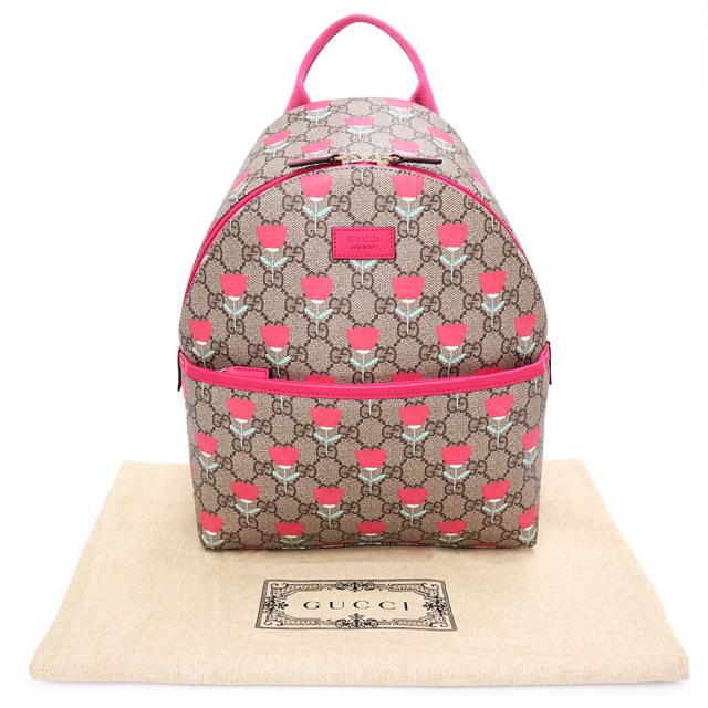 （未使用　展示品）GUCCI グッチ 782708 チルドレンズ GGスプリームキャンバス PVC レザー ベージュ ピンク リュック デイパック バックパック ゴールド金具_1