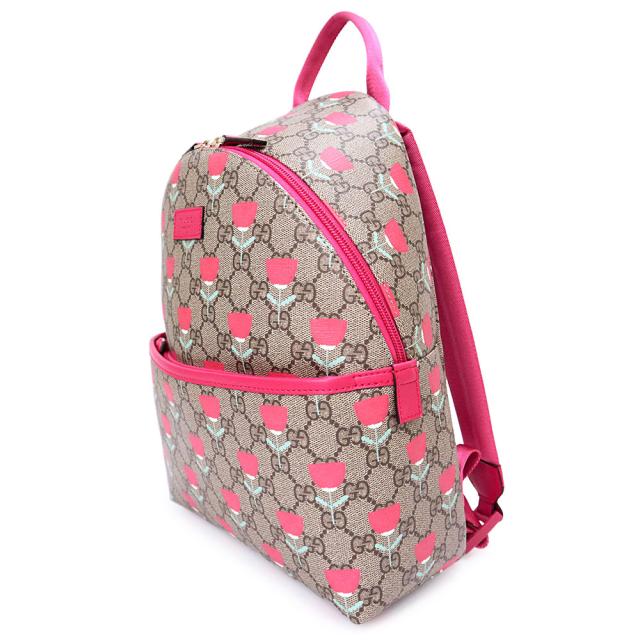 （未使用　展示品）GUCCI グッチ 782708 チルドレンズ GGスプリームキャンバス PVC レザー ベージュ ピンク リュック デイパック バックパック ゴールド金具_3
