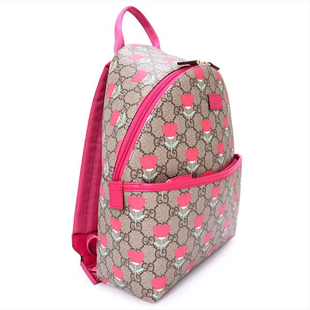 （未使用　展示品）GUCCI グッチ 782708 チルドレンズ GGスプリームキャンバス PVC レザー ベージュ ピンク リュック デイパック バックパック ゴールド金具_4