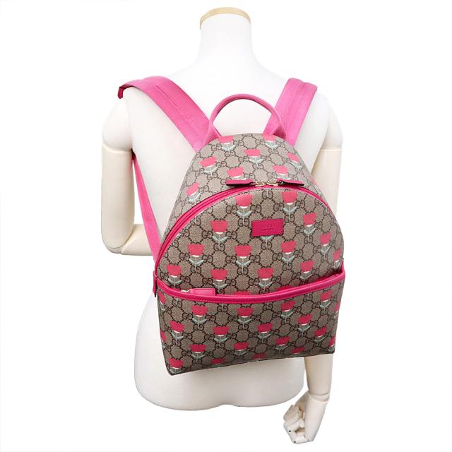 （未使用　展示品）GUCCI グッチ 782708 チルドレンズ GGスプリームキャンバス PVC レザー ベージュ ピンク リュック デイパック バックパック ゴールド金具_7