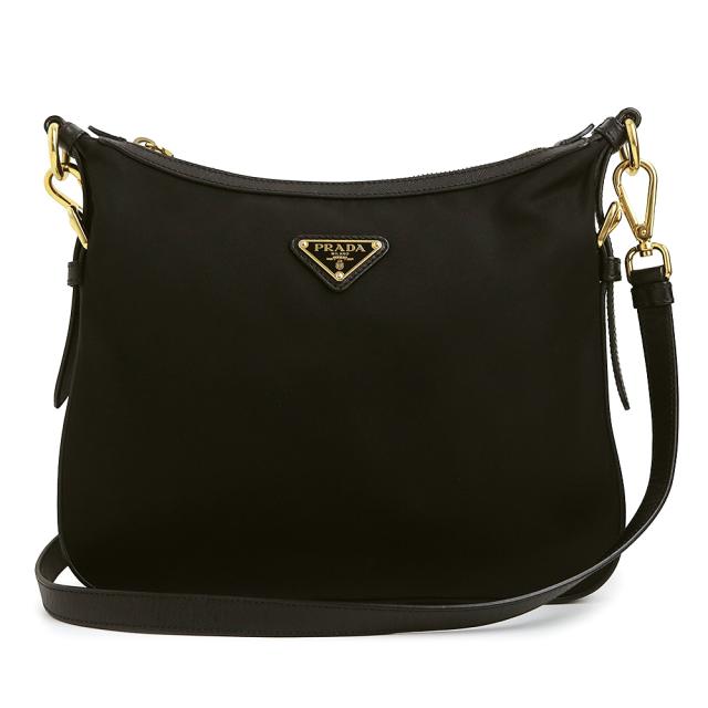 （中古）PRADA プラダ BT0706 トライアングル 三角ロゴプレート TESSUTO ナイロン SAFFIANO レザー NERO ネロ ブラック ショルダーバッグ 斜め掛け ゴールド金具