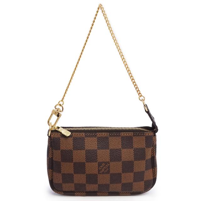 （未使用保管品）LOUIS VUITTON ルイ ヴィトン N58009 ミニ ポシェット アクセソワール ダミエ ブラウン チェーン ハンドバッグ アクセサリーポーチ ゴールド金具 箱付