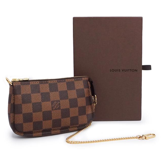 （未使用保管品）LOUIS VUITTON ルイ ヴィトン N58009 ミニ ポシェット アクセソワール ダミエ ブラウン チェーン ハンドバッグ アクセサリーポーチ ゴールド金具 箱付_1