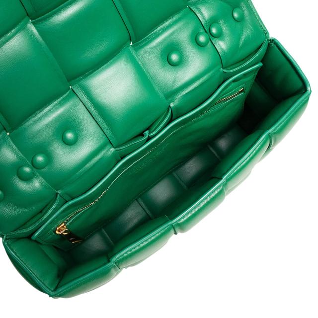 （未使用　展示品）BOTTEGA VENETA ボッテガヴェネタ 631421 イントレチャート チェーン カセット ラムスキン グリーン ショルダーバッグ 斜め掛け レザー ゴールド金具_3