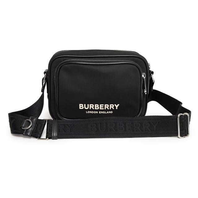 （美品）BURBERRY バーバリー 8049094 パディバッグ ナイロン レザー ブラック ショルダーバッグ 斜め掛け シルバー金具