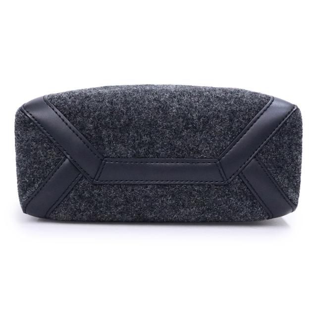 （美品）VALENTINO ヴァレンティノ 1Y2B0B78 VLTN ロゴ フェルト ミニ トート ウール レザー NERO ネロ ブラック GRIGIO ANTRACITE グリージオアントラチーテ チャコールグレー 2way ショルダー ハンドバッグ ガンメタル金具_6