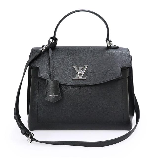 （中古）LOUIS VUITTON ルイ ヴィトン M51395 ロックミー エヴァー MM グレインカーフレザー ノワール ブラック 2way ショルダー ハンドバッグ 斜め掛け シルバー金具