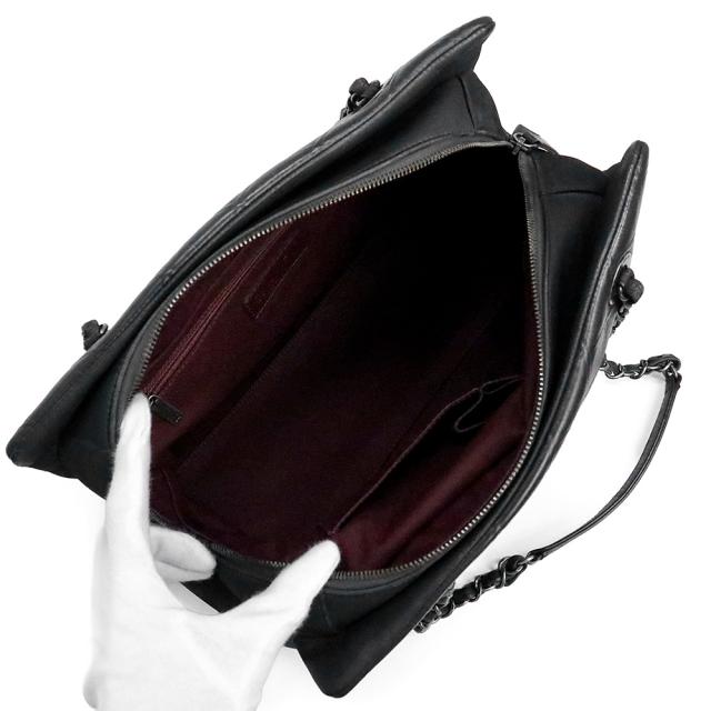 （中古）CHANEL シャネル マトラッセ ココマーク ハンドバッグ コスモスライン カーフスキン チェーン ダークグレー トート レザー ヴィンテージシルバー金具_1