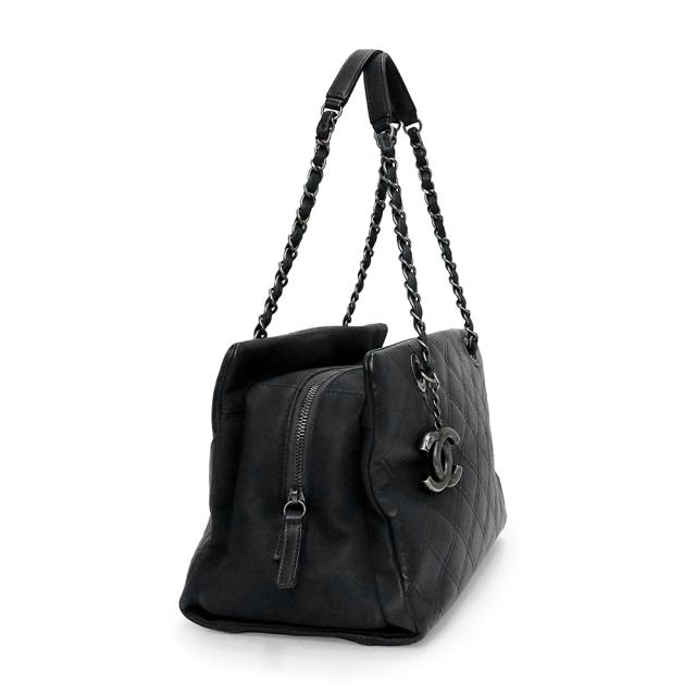 （中古）CHANEL シャネル マトラッセ ココマーク ハンドバッグ コスモスライン カーフスキン チェーン ダークグレー トート レザー ヴィンテージシルバー金具_2